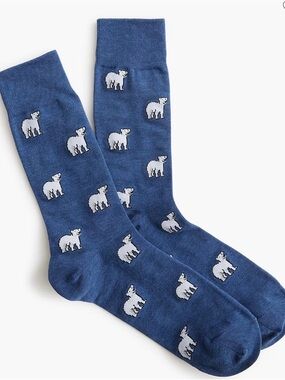 J. Crew Navy Crew Socks with White Polar Bear Motif